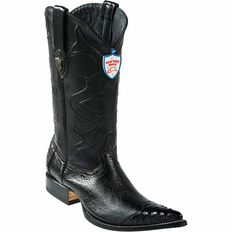 Genuine Ostrich 3x Toe Boots Winter Black Color - Wild West Boots