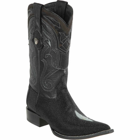 Genuine Single Pearl Stingray 3X Toe Boots Black Color - WIld West Boots