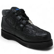 Casual Caiman and Ostrich Leather Shoes Black Color - Wild West Boots - Side View 