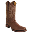 Western Genuine Leather Square Toe Boots Brown Color - Los Altos Boots - Side View 