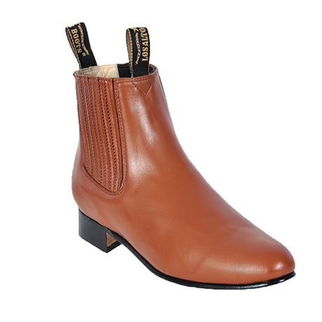 Western Genuine Deer Skin Round Toe Charro Ankle Boots Honey Color – Los Altos Boots – Side View