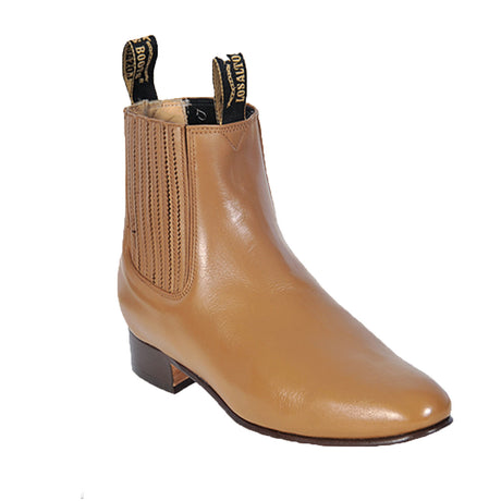 Western Genuine Deer Skin Round Toe Charro Ankle Boots Pate Color – Los Altos Boots – Side View