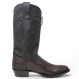 Botas de Pata de Avestruz Original Punta Oval Color Negro Rojizo - Los Altos Boots