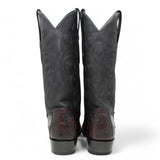 Botas de Pata de Avestruz Original Punta Oval Color Negro Rojizo - Los Altos Boots