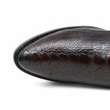 Botas de Pata de Avestruz Original Punta Oval Color Negro Rojizo - Los Altos Boots