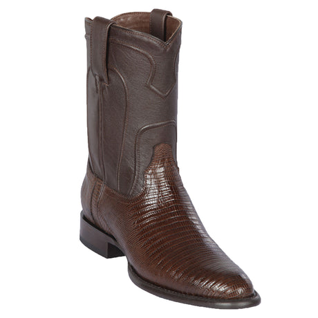 Western Genuine Teju Lizard Round Toe Roper Boots Brown Color – Los Altos Boots – Side View