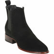 Western Genuine Leather Roper Ankle Boot Black Color - Los Altos Boots Side View 
