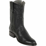 Men's Los Altos Original Leather Boots Roper Round Toe with Zipper - Black - Los Altos Boots Side View 