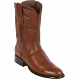 Men's Los Altos Original Leather Boots Roper Round Toe with Zipper - Brown - Los Altos Boots Side View 