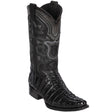 Wester Geuine Caiman Tail European Square Toe Boots Black Color - Los Altos Boots Side View 