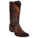 Wester Geuine Caiman Tail European Square Toe Boots Faded Brown Color - Los Altos Boots Side View 