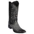 Wester Geuine Caiman Tail European Square Toe Boots Faded Gray Color - Los Altos Boots Side View 