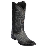 Wester Geuine Caiman Tail European Square Toe Boots Faded Gray Color - Los Altos Boots Side View 