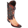 Western Genuines Ostrich European Square Toe Boots Faded Oryx Color - Los Altos Boots Side View 
