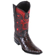 Western Genuines Ostrich European Square Toe Boots Black Cherry Color - Los Altos Boots Side View 