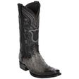 Western Genuines Ostrich European Square Toe Boots Faded Gray Color - Los Altos Boots Side View 
