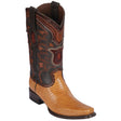 Western Genuine Teju Lizard European Square Toe Boots Antique Saddle Color - Los Altos Boots Side View 