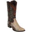 Western Genuine Python European Square Toe Boots Oryx Color - Los Altos Boots Side View 