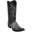 Western Genuine Caiman Belly European Square Toe Boots Faded Gray Color - Los Altos Boots Side View 