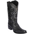 Western Genuine Smooth Ostrich European Square Toe Boots Black Color - Los Altos Boots Side View 