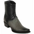 Western Genuine Smooth Ostrich European Square Toe Boots Faded Gray Color - Los Altos Boots Side View