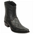 Western Genuine Piraruccu Fish European Square Toe Short Boots Black/Gray Color - Los Altos Boots Side View 