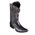 Western Genuine Teju Lizard & Deer European Square Toe Boots Black Color – Los Altos Boots – Side View