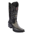 Western Genuine Teju Lizard & Deer European Square Toe Boots Faded Gray Color – Los Altos Boots – Side View