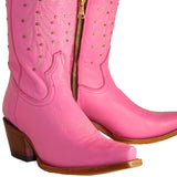 Botas Altas de Cuero Original para Mujer Color Rosa (Barbie)