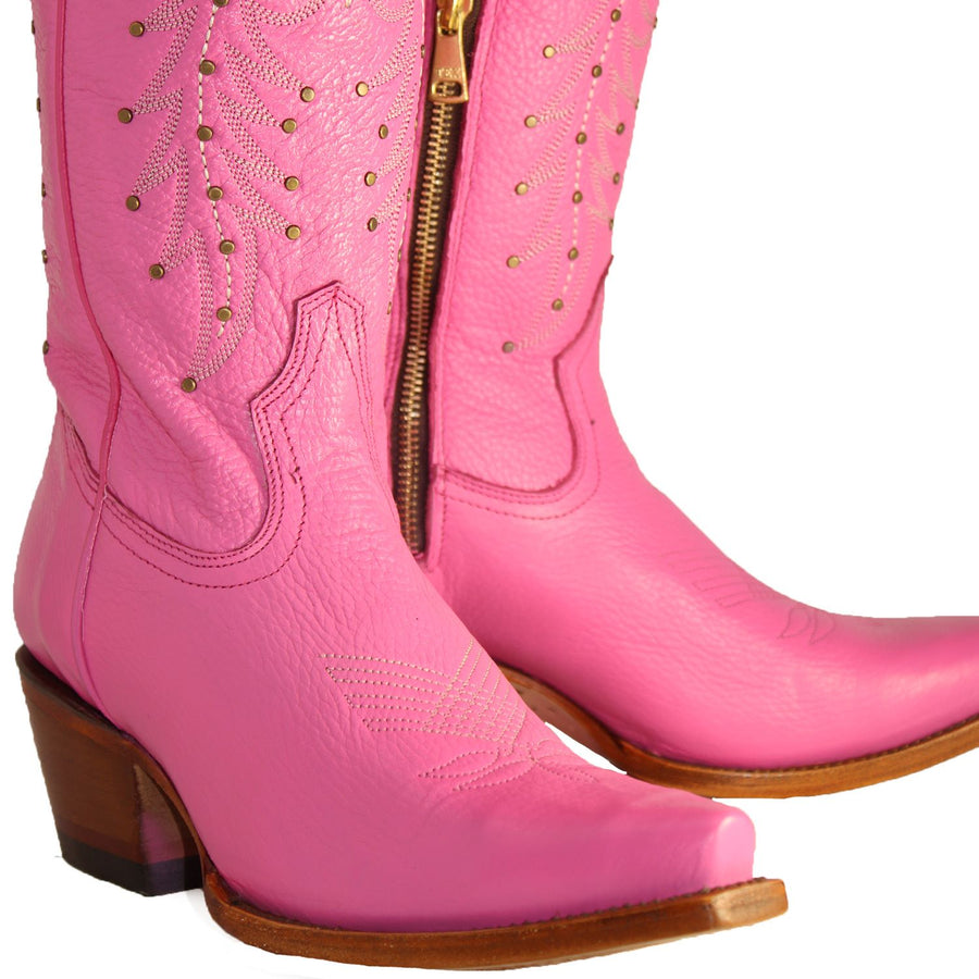 Botas Altas de Cuero Original para Mujer Color Rosa Edicion Barbie