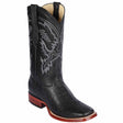 Western Genuine Bull Shoulder Wide Square Toe Boots Black Color - Los Altos Boots Side View