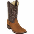 Men's Los Altos Wide Square Toe Crazy Leather Boots - Brown 8266231 - Los Altos Boots Side View