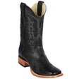 Western Genuine Smooth Ostrich Square Wide Toe Rodeo Boots Black Color – Los Altos Boots – Side View
