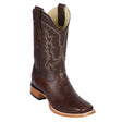 Western Genuine Full Quill Ostrich Square Wide Toe Rodeo Boots Brown Color – Los Altos Boots – Side View