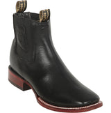Wester Genuine leather Wide Square Ankle Boots Black Color - Los Altos Boots Side View 