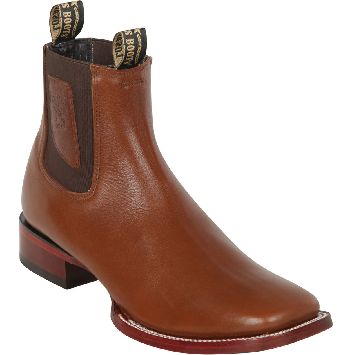 Wester Genuine leather Wide Square Ankle Boots Brown Color - Los Altos Boots Side View 