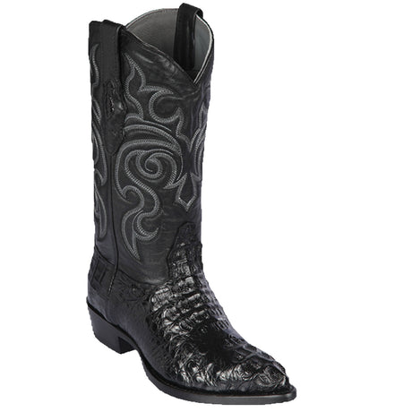 Western Genuine Caiman Hornback Boots J Toe Black Color - Los Altos Boots side view