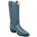 Original Ostrich Leather Boots Steel Toe Last Blue Jean Color - Los Altos Boots