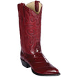 Western Genuine Eel Boots J Toe Boots Burgundy Color - Los Altos Boots - Side View