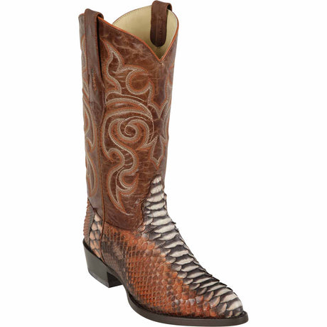 Wester Genuine Python Boots J-Toe Rustic Cognac Color -995788 - Los Altos Boots Side View