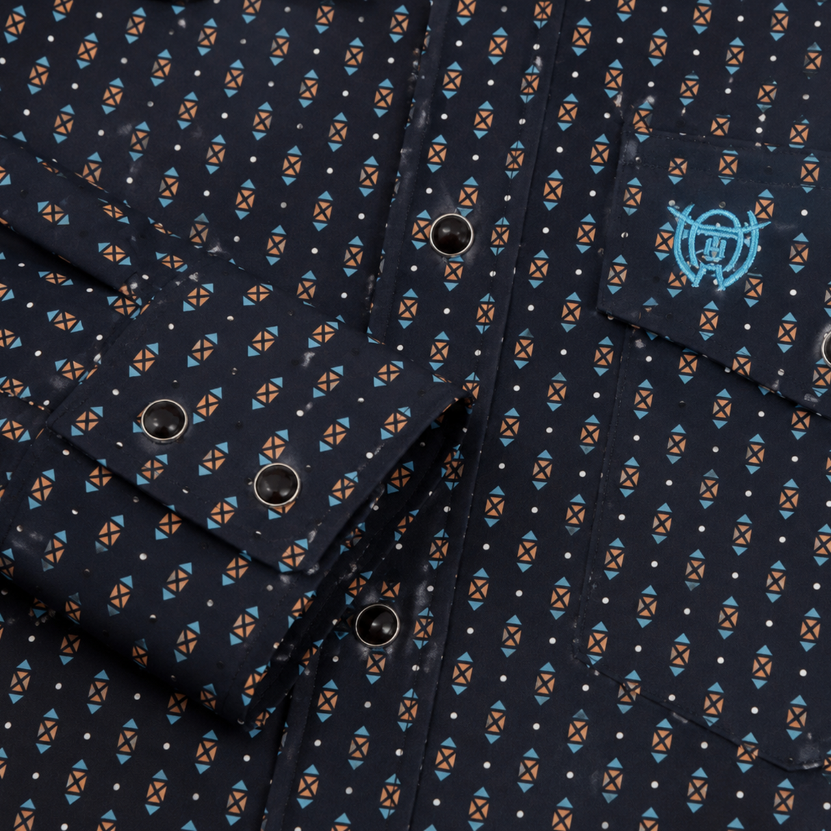 Camisa Western para Hombre de Manga Larga con Estampado Azul -American West