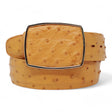 Genuine Ostrich Leather Western Belt Buttercup Color - Los Altos Boots - Front View