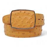 Genuine Ostrich Leather Western Belt Buttercup Color - Los Altos Boots - Front View