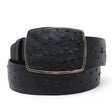 Genuine Ostrich Leather Western Belt Black  Color - Los Altos Boots - Front View