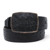 Genuine Ostrich Leather Western Belt Black  Color - Los Altos Boots - Front View