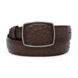 Genuine Ostrich Leather Western Belt Faded Brown Color - Los Altos Boots - Front View
