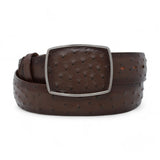 Genuine Ostrich Leather Western Belt Faded Brown Color - Los Altos Boots - Front View