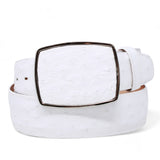 Genuine Ostrich Leather Western Belt White Color - Los Altos Boots - Front View