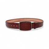 Genuine Ostrich Leather Western Belt Faded Burgundy Color - Los Altos Boots - Front View