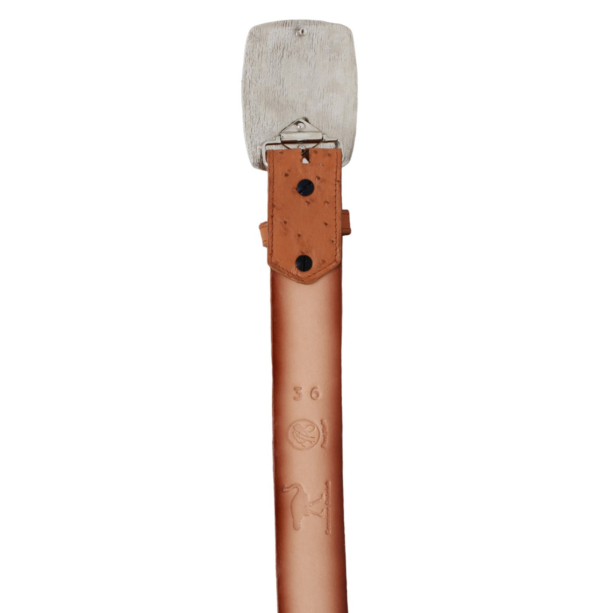 Genuine Ostrich Leather Western Belt Honey Color - Los Altos Boots - Back View